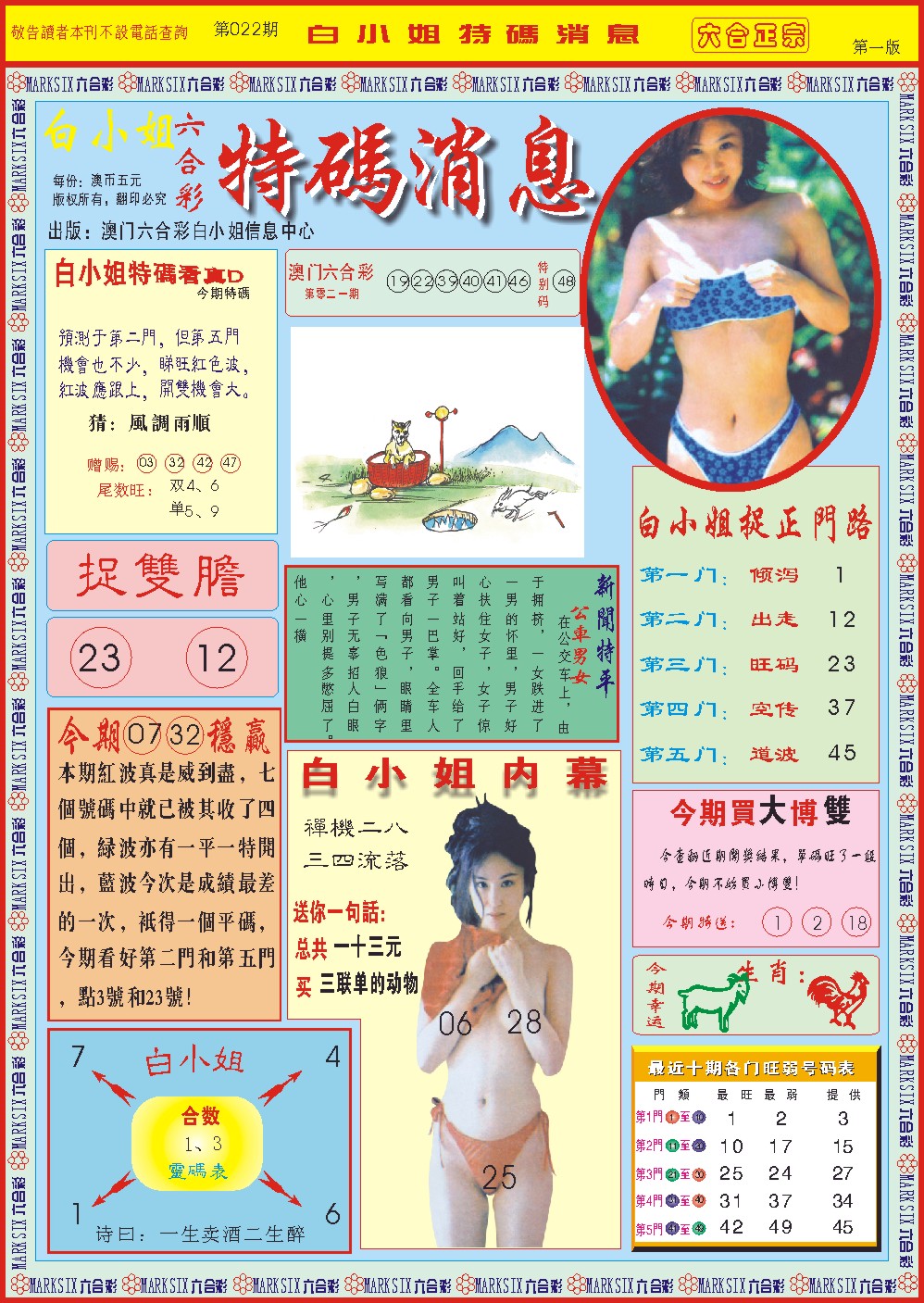 022期白小姐特码消息A[图]