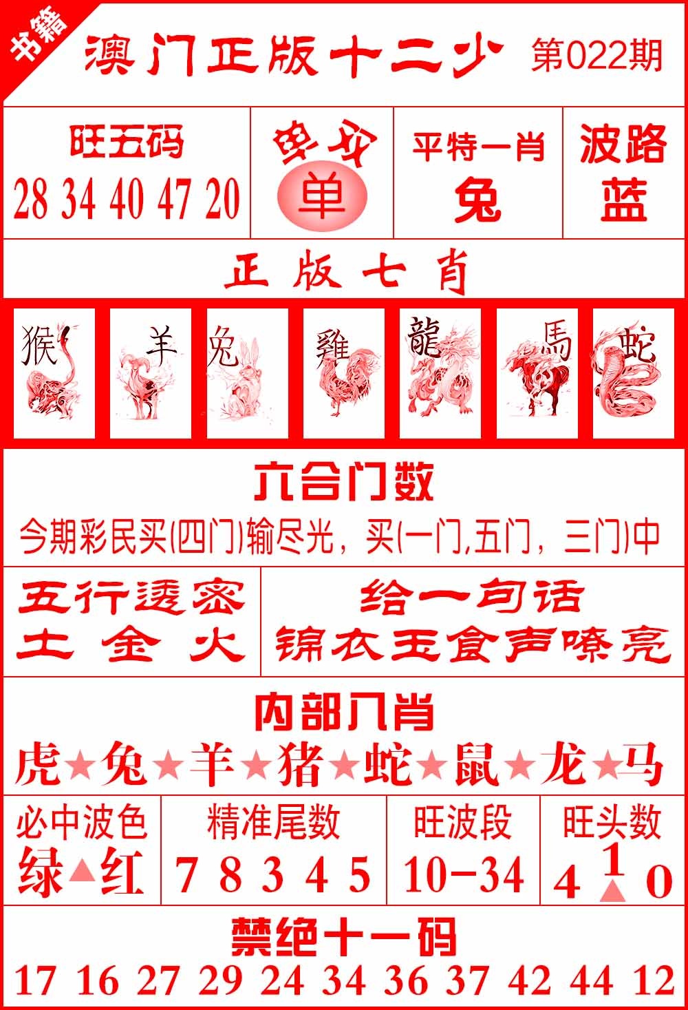 022期澳门十二少[图]