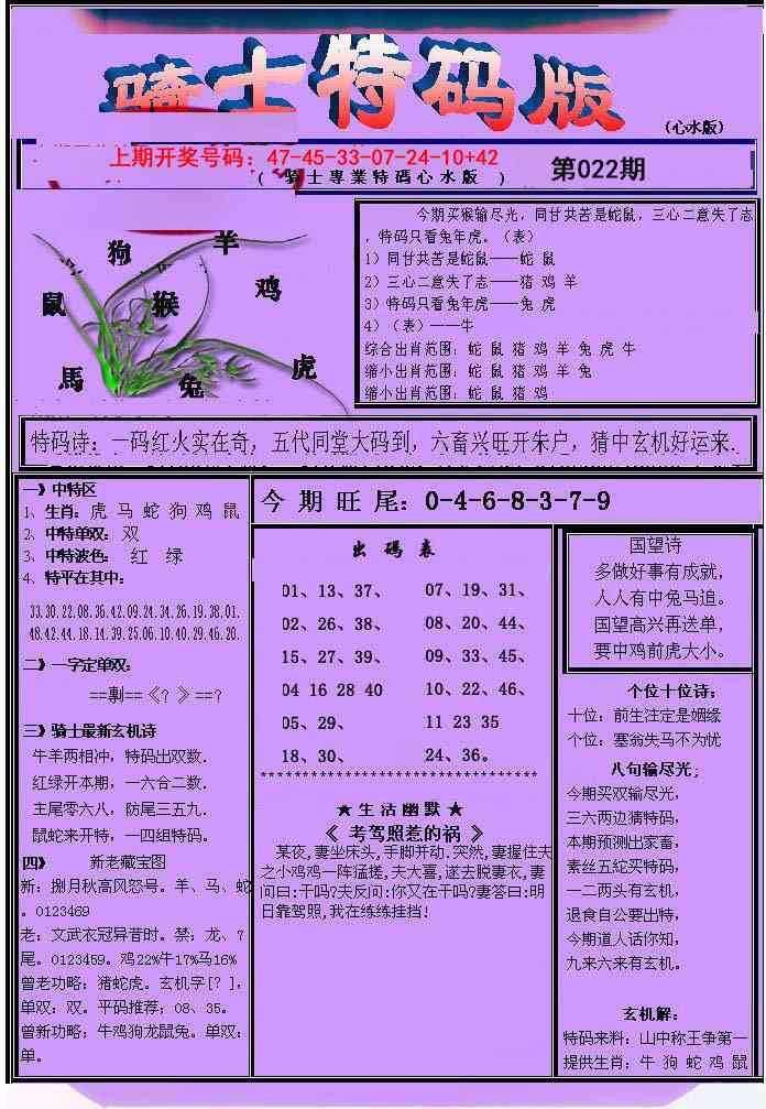 022期骑士特码版[图]