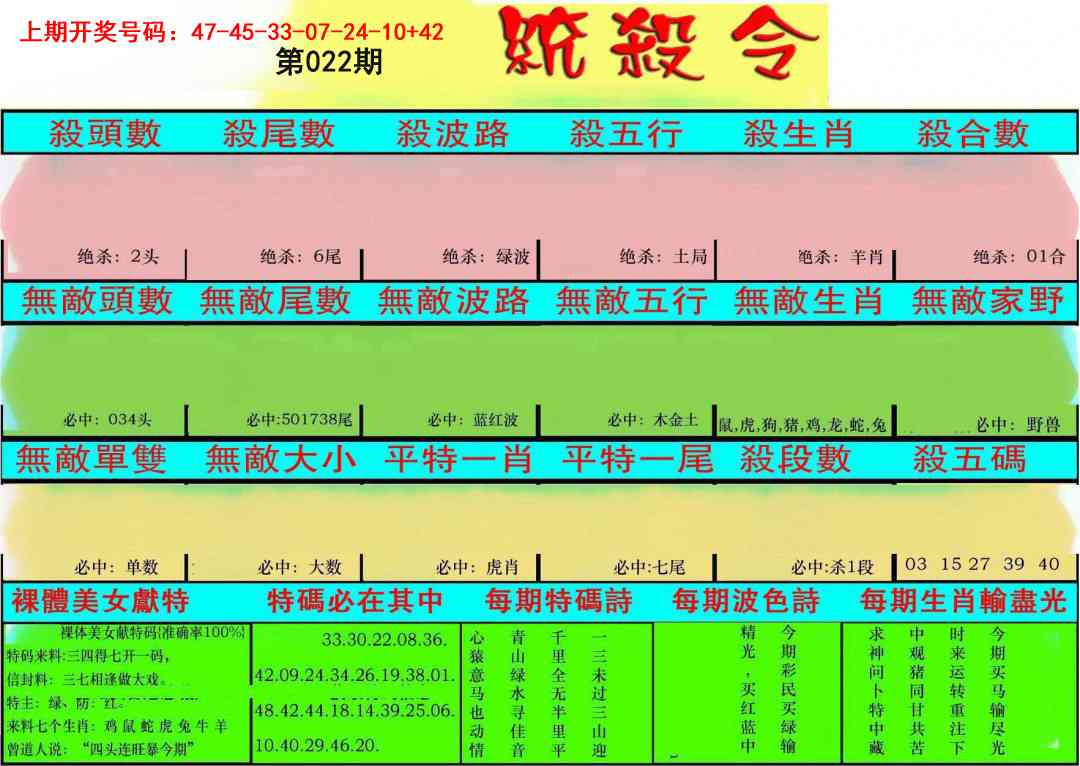 022期统杀令[图]