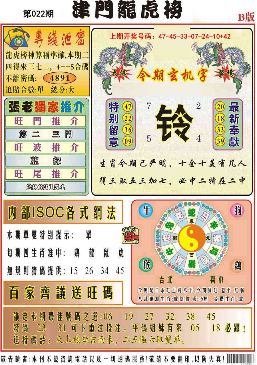 022期津门龙虎榜B[图]