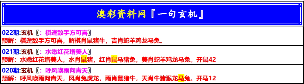 022期澳门一句玄机[图]