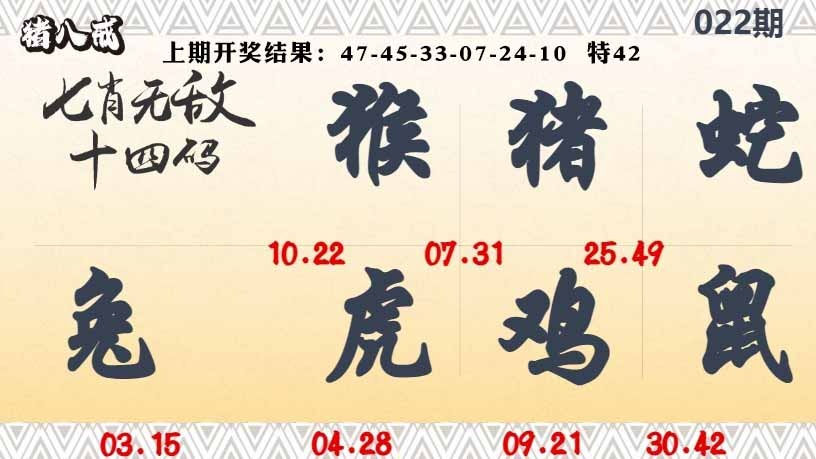 022期七肖无敌14码[图]
